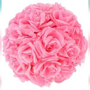 9in Pink Faux Rose Flower Decorative Ball Bedroom Home Wedding Decor.
